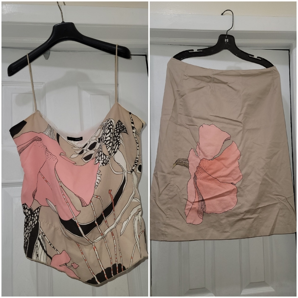 J. Crew Hibiscus Print Camisole Top and Skirt